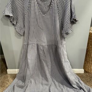 Blue and White Gingham Dress